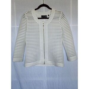 P Luca Milano Zip Mesh White Long Sleeve Jacket Top Sz Medium‎